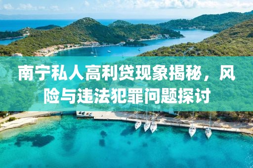 南宁私人高利贷现象揭秘，风险与违法犯罪问题探讨