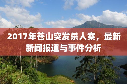 2017年苍山突发杀人案，最新新闻报道与事件分析