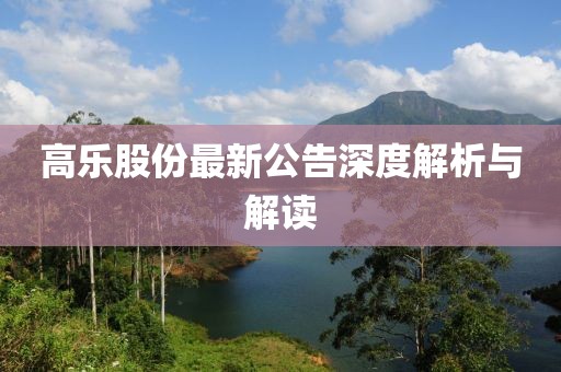 高乐股份最新公告深度解析与解读
