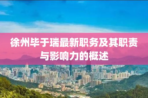 徐州毕于瑞最新职务及其职责与影响力的概述