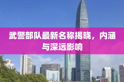 武警部队最新名称揭晓，内涵与深远影响
