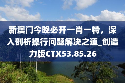 新澳门今晚必开一肖一特，深入剖析操行问题解决之道_创造力版CTX53.85.26