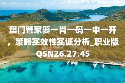 澳门管家婆一肖一码一中一开，策略实效性实证分析_职业版QSN26.27.45