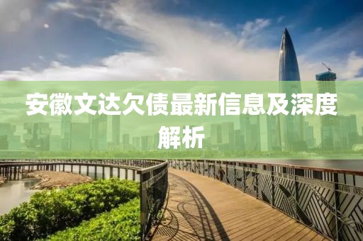 安徽文达欠债最新信息及深度解析