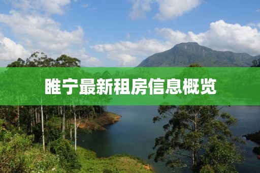 睢宁最新租房信息概览