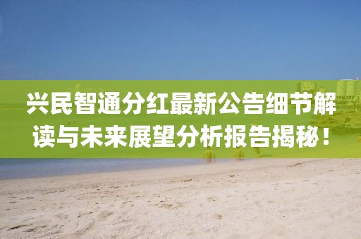 兴民智通分红最新公告细节解读与未来展望分析报告揭秘！