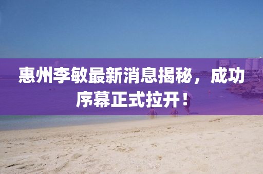 惠州李敏最新消息揭秘，成功序幕正式拉开！