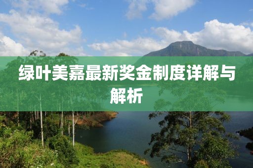 绿叶美嘉最新奖金制度详解与解析