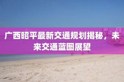 广西昭平最新交通规划揭秘，未来交通蓝图展望