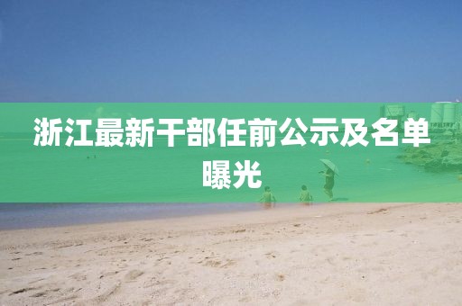 浙江最新干部任前公示及名单曝光