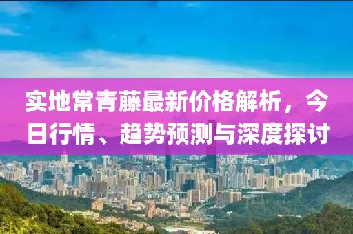 实地常青藤最新价格解析，今日行情、趋势预测与深度探讨