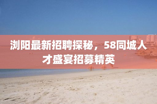 浏阳最新招聘探秘，58同城人才盛宴招募精英
