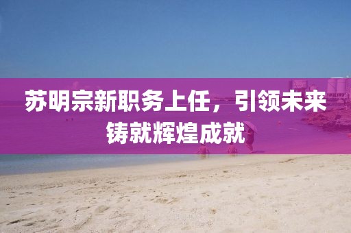 苏明宗新职务上任，引领未来铸就辉煌成就
