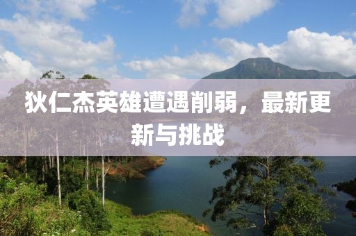 狄仁杰英雄遭遇削弱，最新更新与挑战