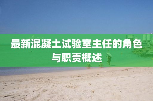 最新混凝土试验室主任的角色与职责概述