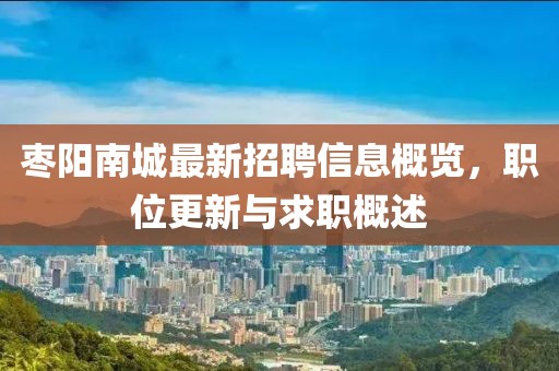 枣阳南城最新招聘信息概览，职位更新与求职概述