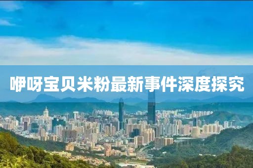 咿呀宝贝米粉最新事件深度探究