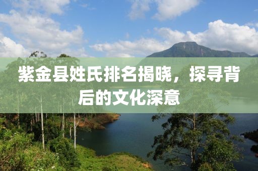 紫金县姓氏排名揭晓，探寻背后的文化深意