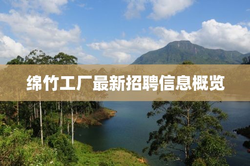 绵竹工厂最新招聘信息概览