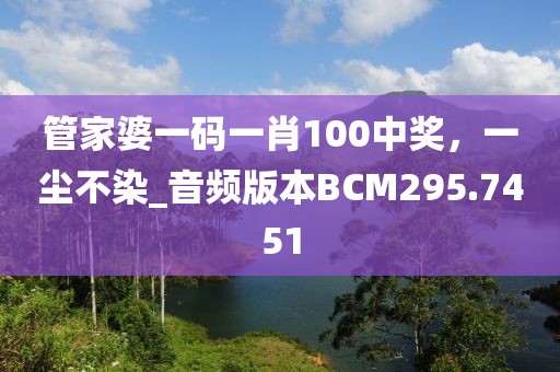 管家婆一码一肖100中奖，一尘不染_音频版本BCM295.7451
