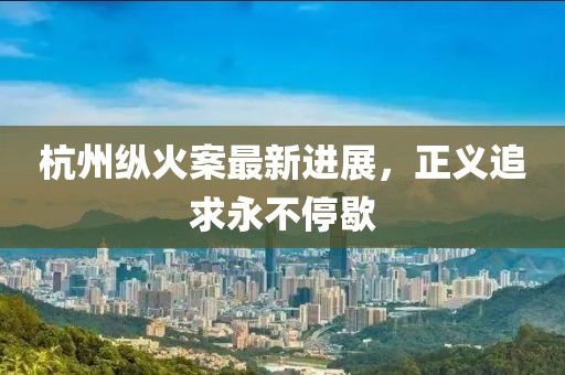 杭州纵火案最新进展，正义追求永不停歇