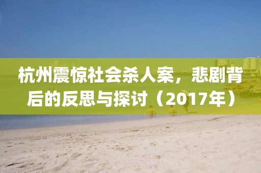 杭州震惊社会杀人案，悲剧背后的反思与探讨（2017年）