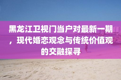 黑龙江卫视门当户对最新一期，现代婚恋观念与传统价值观的交融探寻