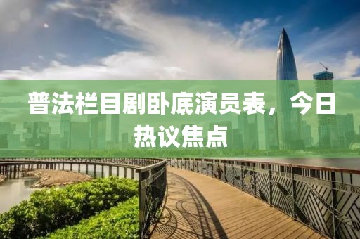 普法栏目剧卧底演员表，今日热议焦点
