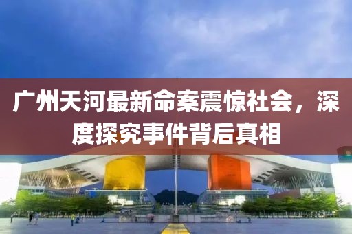 广州天河最新命案震惊社会，深度探究事件背后真相
