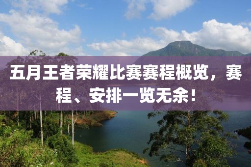 五月王者荣耀比赛赛程概览，赛程、安排一览无余！