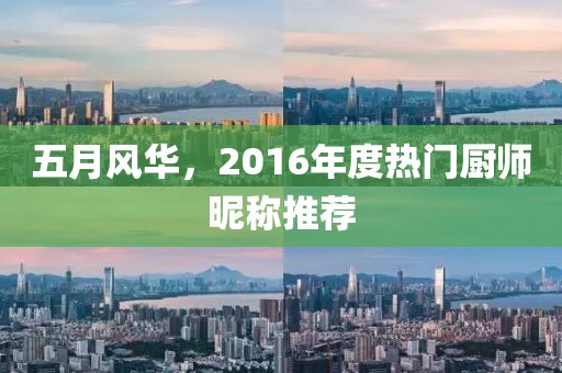五月风华，2016年度热门厨师昵称推荐