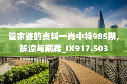 管家婆的资料一肖中特985期,解读与阐释_IX917.503
