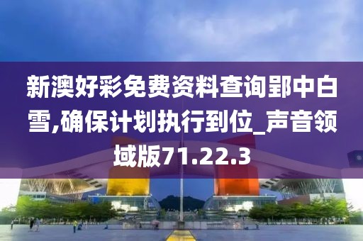 新澳好彩免费资料查询郢中白雪,确保计划执行到位_声音领域版71.22.3