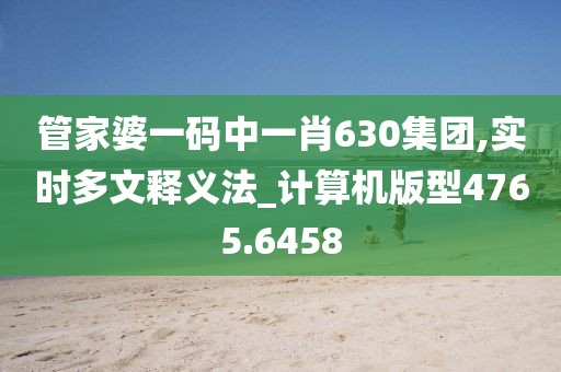 管家婆一码中一肖630集团,实时多文释义法_计算机版型4765.6458