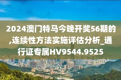 2024澳门特马今晚开奖56期的,连续性方法实施评估分析_通行证专属HV9544.9525