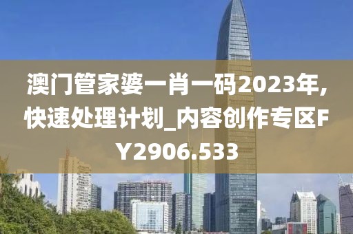 澳门管家婆一肖一码2023年,快速处理计划_内容创作专区FY2906.533