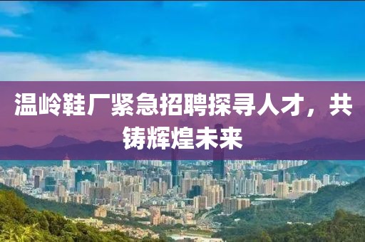 温岭鞋厂紧急招聘探寻人才，共铸辉煌未来