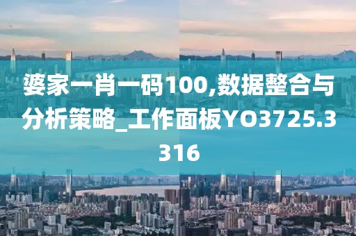 婆家一肖一码100,数据整合与分析策略_工作面板YO3725.3316