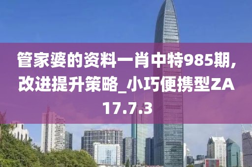 管家婆的资料一肖中特985期,改进提升策略_小巧便携型ZA17.7.3