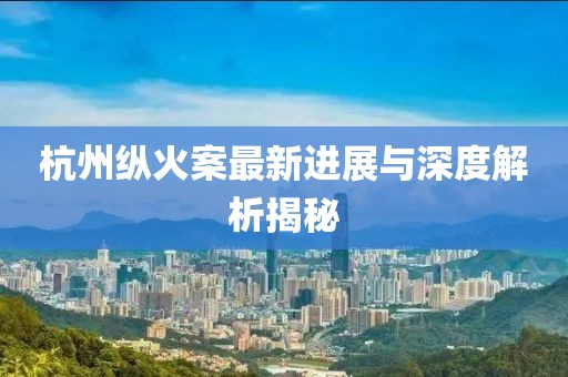 杭州纵火案最新进展与深度解析揭秘